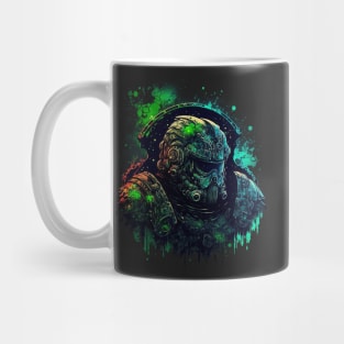 Interstellar Defender: Graffiti Art Featuring a Space Marine Mug